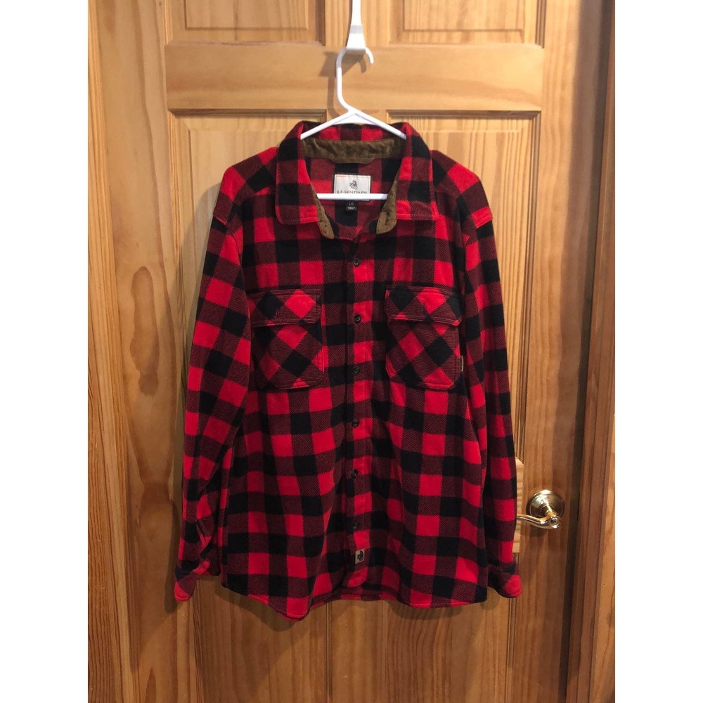 Buffalo plaid fleece button up size Large Mens